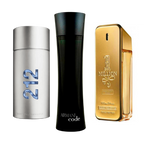 PACK DE 3 PERFUMES: 212 MEN NYC, PACO RABANNE ONE MILLION, ARMANI CODE HOMME 100 ml